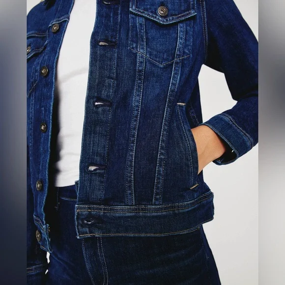AG Mya Classic Fit Button Down Jean Denim Jacket in Easy Street Dark Wash size M - Picture 3 of 13